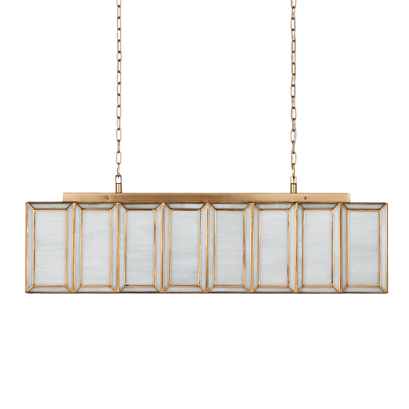 Люстра прямоугольная с каркасом золотого цвета Soft Glow Lamps Золотой Молочный в Казани | Loft Concept 