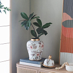 Ваза с нежным цветочным узором в пастельных тонах и крышкой с золотым акцентом Chinoiserie Ceramics варинант исполнения - 6 | Loft Concept в Казани