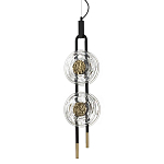 Подвесной светильник с 2-мя прозрачными стеклянными плафонами и золотистыми центральными вставками Virelia  варинант исполнения - 1 | Loft Concept в Казани