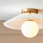 Потолочный светильник с белым плиссированным абажуром Headquarters варинант исполнения - 2 | Loft Concept в Казани