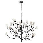 Люстра подвесная черного цвета с ветвями и белыми фарфоровыми цветами Floralis варинант исполнения - 10 | Loft Concept в Казани