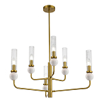 Люстра с 6-ю плафонами в форме стеклянных трубок и мраморных декоративных элементов Montreal варинант исполнения - 4 | Loft Concept в Казани