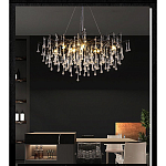 Люстра черная с прозрачными стеклянными подвесками в форме капель FAIRYTREE Light варинант исполнения - 5 | Loft Concept в Казани