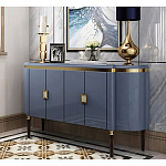 Дизайнерский комод синий глянцевый с золотыми ручками на 4-х дверцах Martin варинант исполнения - 1 | Loft Concept в Казани