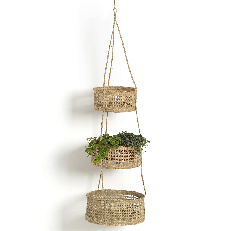 Подвесные плетеные корзины для цветов Musa Wicker Baskets Бежевый в Казани | Loft Concept 