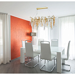 Люстра линейная золотого цвета с декоративными ветвями и длинными стеклянными подвесками в форме сосулек Droplet Chandelier варинант исполнения - 10 | Loft Concept в Казани