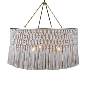 Люстра круглая плетеная с бахромой Wicker Tassel Chandelier