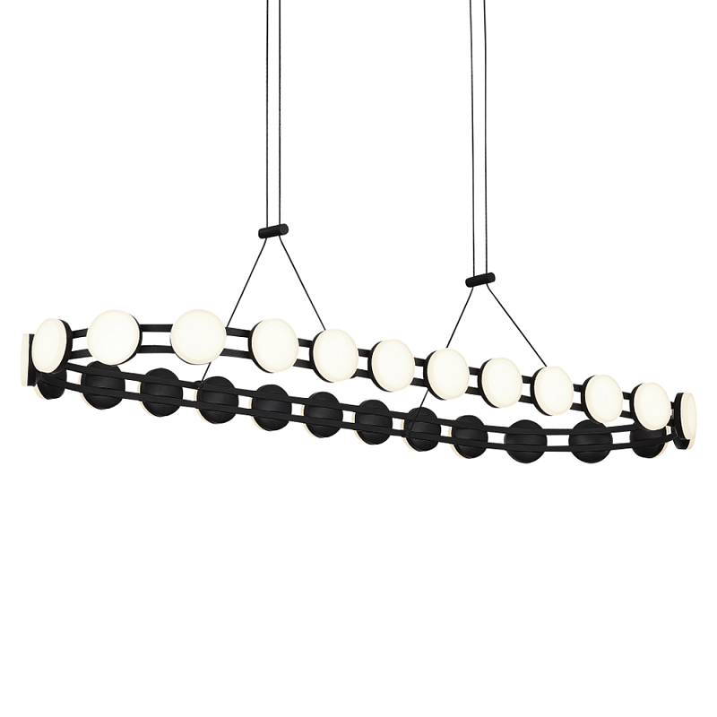 Люстра овальная с круглыми светодиодными источниками света Maxine Light Золотой Черный Белый в Казани | Loft Concept 