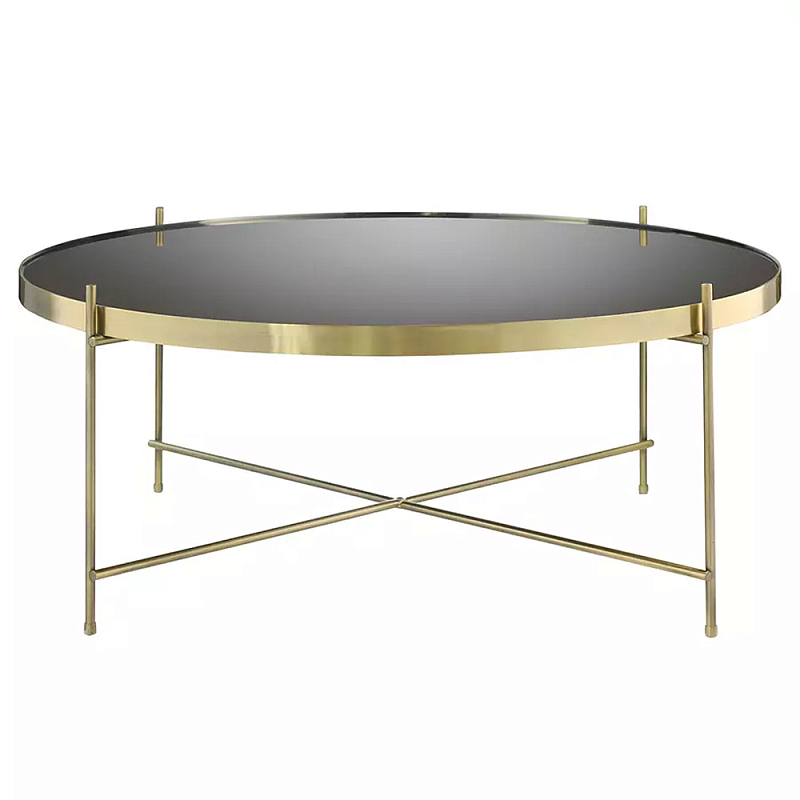 Кофейный столик с круглой зеркальной столешницей Round Mirror Table Коричневый Латунь в Казани | Loft Concept 