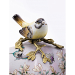 Шкатулка фиолетового цвета с рисунком бабочек и крышкой с фигуркой птицы на ветке Eden Garden варинант исполнения - 4 | Loft Concept в Казани