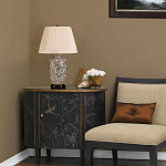 Настольная лампа с фарфоровым основанием нежно голубого цвета с золотистым цветочным рисунком и бежевым плиссированным абажуром Elstead Lighting варинант исполнения - 5 | Loft Concept в Казани