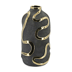 Ваза с золотыми акцентными полосами на черном матовом фоне Accent Tape варинант исполнения - 3 | Loft Concept в Казани