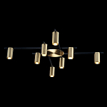 Потолочный светильник с 8-ю цилиндрическими плафонами цвета латунь TRIBES CHANDELIER варинант исполнения - 1 | Loft Concept в Казани