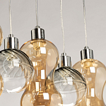 Люстра с 3-мя плафонами волнообразной формы цвета янтарь и 2-мя прозрачными шарообразными плафонами Lucid Rain  варинант исполнения - 8 | Loft Concept в Казани