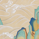 Обои ручная роспись Matsushima Waves Kano on Edo Straw India tea paper варинант исполнения - 2 | Loft Concept в Казани