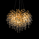 Люстра подвесная с прозрачными стеклянными подвесками в форме капель Диаметр 60 см Droplet Chandelier варинант исполнения - 9 | Loft Concept в Казани