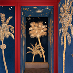 Обои с вышивкой ручной работы Deco Palms Original colourway on velvet варинант исполнения - 1 | Loft Concept в Казани