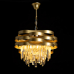 Люстра цвета матового золота с металлическими лентами и длинными прозрачными подвесками Gilded Waves варинант исполнения - 3 | Loft Concept в Казани