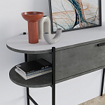 Консоль напольная серая с выдвижным ящиком и 2-мя полками с белой столешницей OTIS CONSOLE RETRO GRAY варинант исполнения - 4 | Loft Concept в Казани