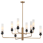 Люстра на штанге с 8-ю цилиндрическими матовыми плафонами и шарами из камня Orb Essence варинант исполнения - 5 | Loft Concept в Казани