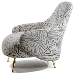 Кресло мягкое с принтом на золотистых ножках Onlooker варинант исполнения - 1 | Loft Concept в Казани
