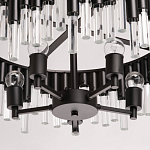 Люстра круглая из матового черного металла с подвесками из прозрачных стеклянных трубок Noir Tubes варинант исполнения - 10 | Loft Concept в Казани