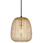 Подвесной светильник со стеклянным плафоном цилиндрической формы и металлической сеткой Metal Mesh Gold варинант исполнения - 1 | Loft Concept в Казани