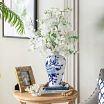 Ваза с бело-синей росписью и изображением цветов Blue & White Ornament варинант исполнения - 5 | Loft Concept в Казани