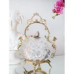 Конфетница с бронзовой ручкой и фарфоровой птичкой на крышке Eden Garden варинант исполнения - 4 | Loft Concept в Казани