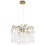 Люстра подвесная круглая в виде ветвей деревьев бронзового цвета с прозрачными подвесками-каплями Droplet Chandelier варинант исполнения - 3 | Loft Concept в Казани