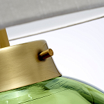 Настольная лампа с шарообразным прозрачным основанием из цветного переработанного стекла и белым цилиндрическим абажуром Elstead Lighting варинант исполнения - 2 | Loft Concept в Казани