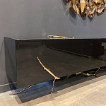 Дизайнерский комод чёрный глянцевый с основанием в виде золотых ветвей Meta Credenza  варинант исполнения - 3 | Loft Concept в Казани