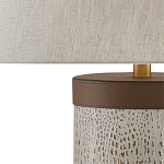 Настольная лампа с тканевым абажуром и основанием из кожи Leather Column варинант исполнения - 1 | Loft Concept в Казани