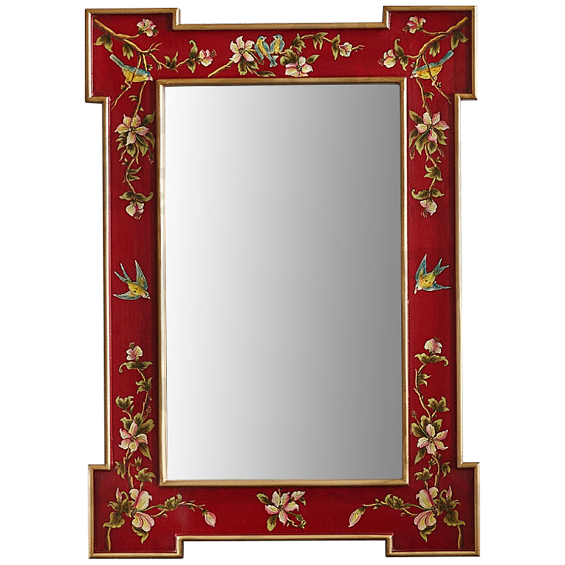 Зеркало в стиле Шинуазри ручная роспись Shao Chinoiserie Mirror Red Красный Золотой Мульти Зеркало в стиле Шинуазри ручная роспись Shao Chinoiserie Mirror Red Красный Золотой Мульти в Казани | Loft Concept