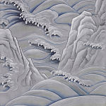 Обои ручная роспись Matsushima Waves Hokusai on Gun Metal dyed silk варинант исполнения - 2 | Loft Concept в Казани