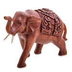 Статуэтка из дерева суар в виде слона в традиционном облачении Elephant in blanket варинант исполнения - 1 | Loft Concept в Казани