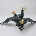 Статуэтка бронзовая пара Павлины синие Bronze Birds варинант исполнения - 1 | Loft Concept в Казани