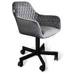 Стул с мягкой серой обивкой из велюра и подъемно-поворотным механизмом на черных колесиках Harper Gray варинант исполнения - 1 | Loft Concept в Казани