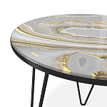 Стол журнальный c круглой столешницей из стекла серого цвета Gray and Gold Marble варинант исполнения - 3 | Loft Concept в Казани