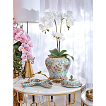 Блюдо из голубого фарфора с бронзовой ручкой в виде ветки Blue Garden варинант исполнения - 4 | Loft Concept в Казани