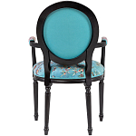 Полукресло из массива бука бирюзовое с изображением птиц и цветов Turquoise Chinoiserie Garden Chair варинант исполнения - 2 | Loft Concept в Казани
