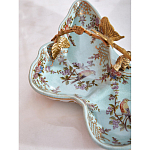 Блюдо из голубого фарфора с бронзовой ручкой в виде ветки Blue Garden варинант исполнения - 6 | Loft Concept в Казани