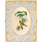 Декоративный постер с изображением птиц в раме с рельефным растительным узором Blooming Birds Poster варинант исполнения - 8 | Loft Concept в Казани