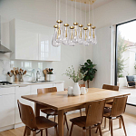 Люстра с 9-ю прозрачными стеклянными плафонами в форме капли Lucid Rain  варинант исполнения - 11 | Loft Concept в Казани