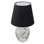 Настольная лампа с черным тканевым абажуром и фактурным прозрачным основанием Black Cone варинант исполнения - 1 | Loft Concept в Казани