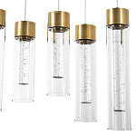 Люстра c 6-ю стеклянными плафонами золото Sparkling Bubbles Tube Gold Hanging Lamp варинант исполнения - 4 | Loft Concept в Казани