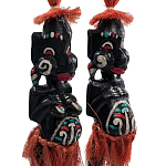 Комплект из 2-х деревянных статуэток Asmat Red Straw Headdress Statuettes варинант исполнения - 3 | Loft Concept в Казани