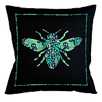 Подушка декоративная пчела с бирюзовым узором Ikat Pattern варинант исполнения - 1 | Loft Concept в Казани