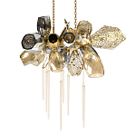 Люстра подвесная с 18-ю стеклянными плафонами с вертикальными подвесками Gilded Mirage  варинант исполнения - 1 | Loft Concept в Казани