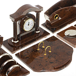 Настольный письменный набор с часами из природного камня обсидиана Competent Leader варинант исполнения - 4 | Loft Concept в Казани